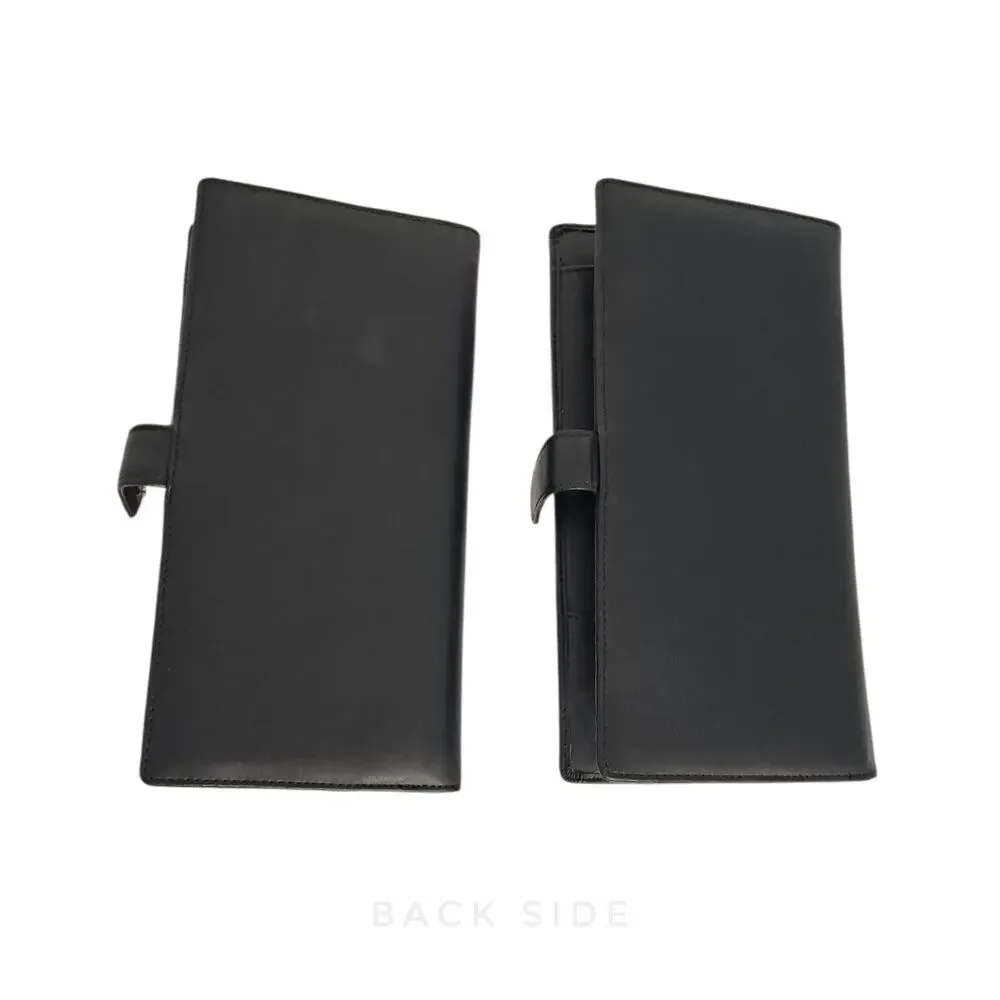 Pair of Black Travel Wallets Passport Ticket Organizer Multiple Pockets Zippers